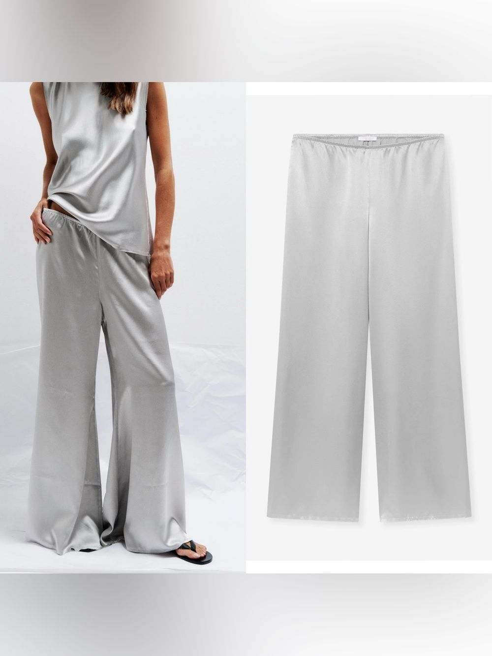 NWT All Three Studio Olympia 100% silk Pants in grey